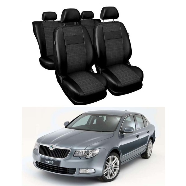 Huse Scaune din piele si material textil Skoda Superb 2008-2014