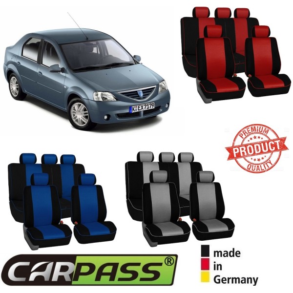 Huse Scaune Dedicate Dacia Logan 2005-2011 Premium (Rosu/Albastru/Gri)