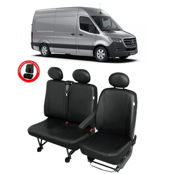 Huse Scaun din piele  Mercedes Sprinter 3 locuri (2+1)  2018-2019