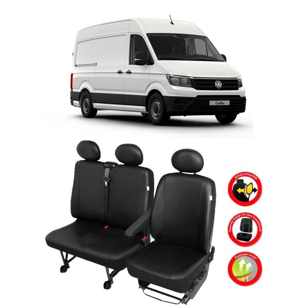 Huse Scaune din piele Vw Crafter  3 locuri (2+1) 2018-2019