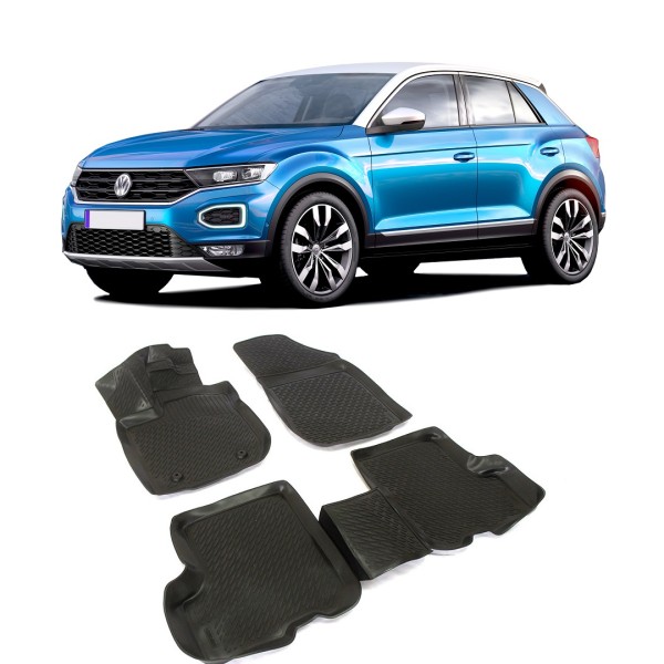 Set Covorase cauciuc tipTavita VW T-ROC 2017-2019  cu sistem de prindere in podea