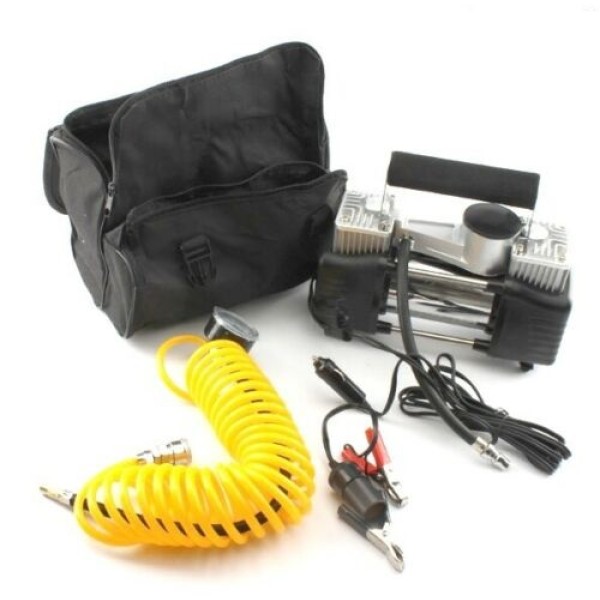 Compresor Auto Metalic cu umflare extrem de rapida  12v 350-400 PSI cu ghentuta de depozitare si furtun