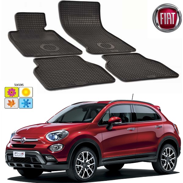 Set covorase auto Hitech din cauciuc Fiat 500X 2014-2016