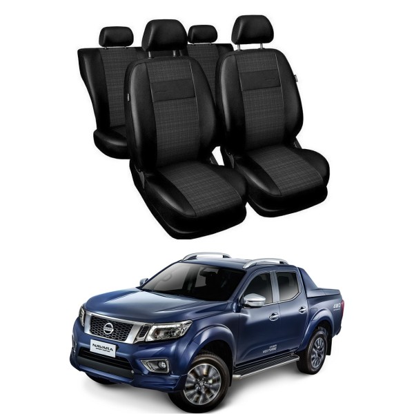 Huse Scaune Nissan Navara Cabina dubla 5 locuri 2015-2020 piele si textil