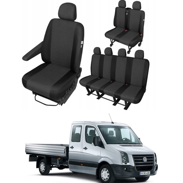 Huse Scaune Vw Crafter 7 locuri cabina dubla doka 2006-2017, dedicate din bumbac premium