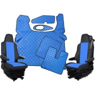 Pachet Interior Huse Scaune si covorase piele MERCEDES ATEGO 2004-2013 piele romb  Albastru