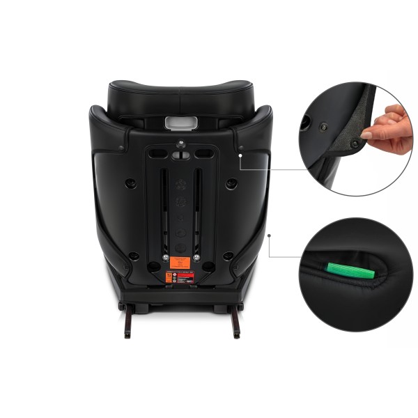 Scaun Auto Copii Piele Romb culoare Negru ISOFIX i-Size R129 100–150 cm  Premium, Reglabil, Înălțător Inclus si suport sticle