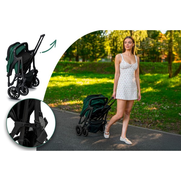 Carucior copii Little Rider Siena Culoare Verde, pliabil, ușor, compact Certificare Siguranta