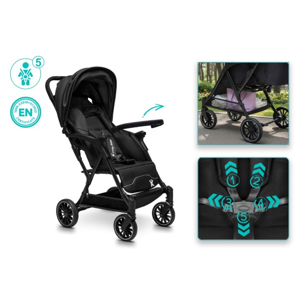 Carucior copii Little Rider Siena Culoare Negru pliabil, ușor, compact Certificare Siguranta