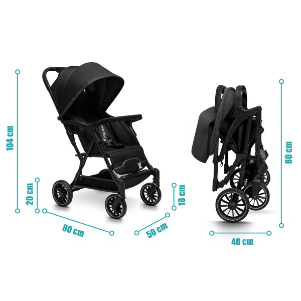 Carucior copii Little Rider Siena Culoare Negru pliabil, ușor, compact Certificare Siguranta