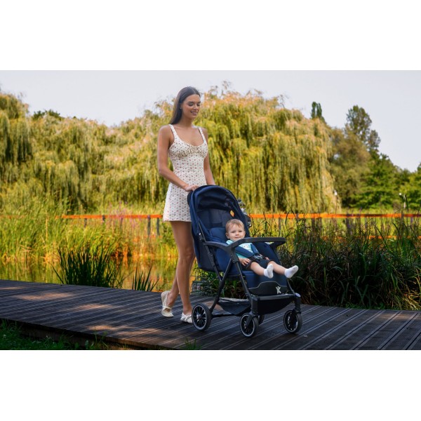 Carucior copii Little Rider Siena Culoare Albastru pliabil, ușor, compact Certificare Siguranta