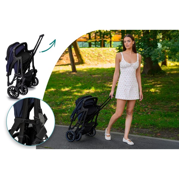Carucior copii Little Rider Siena Culoare Albastru pliabil, ușor, compact Certificare Siguranta