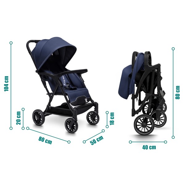 Carucior copii Little Rider Siena Culoare Albastru pliabil, ușor, compact Certificare Siguranta