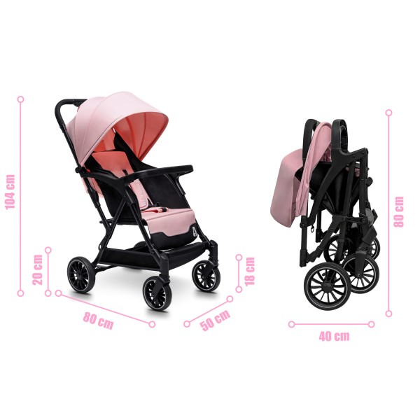Carucior copii Little Rider Siena Culoare Roz pliabil, ușor, compact Certificare Siguranta