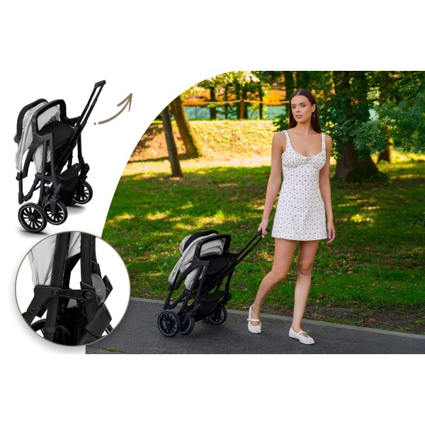 Carucior copii Little Rider Siena Culoare Gri, pliabil, compact, transport ușor Certificat de siguranta