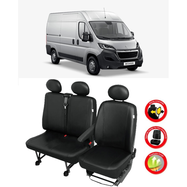 Huse Scaune din piele Peugeot Boxer 3 locuri (2+1) 2015-2019