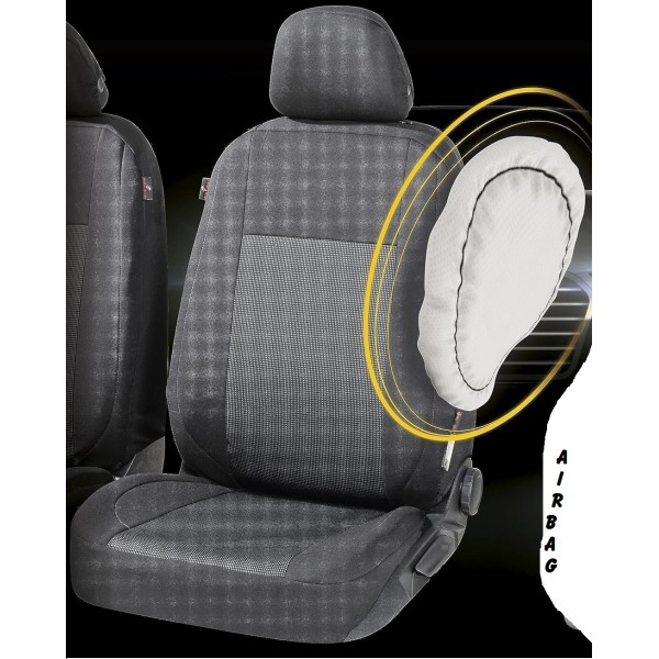 Huse Scaune AUDI A4 B6 2000-2006 cu decupaje pentru centura siguranta bancheta fractionata Certificare Airbag  Negru+Gri Deschis