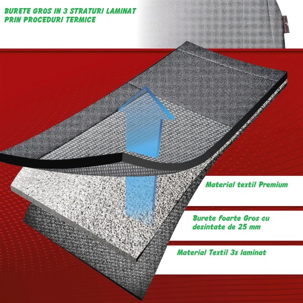 Huse Scaune AUDI A4 B6 2000-2006 cu decupaje pentru centura siguranta bancheta fractionata Certificare Airbag  Negru+Gri Deschis