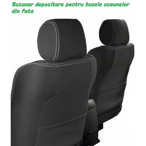 Huse Scaune SEAT ALHAMBRA I 1996-2010 bancheta fractionata si buzunare depozitare scaune fata Certificare Airbag Culoare Negru+Gri Deschis