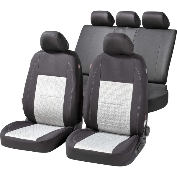 Huse Scaune SEAT ALHAMBRA I 1996-2010 bancheta fractionata si buzunare depozitare scaune fata Certificare Airbag Culoare Negru+Gri Deschis