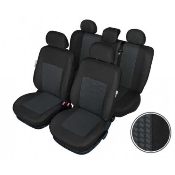 Huse Scaune BMW SERIA 1 E88 2007-2013 cu decupaje pentru centura siguranta bancheta fractionata Certificare Airbag  Negru+Gri Deschis