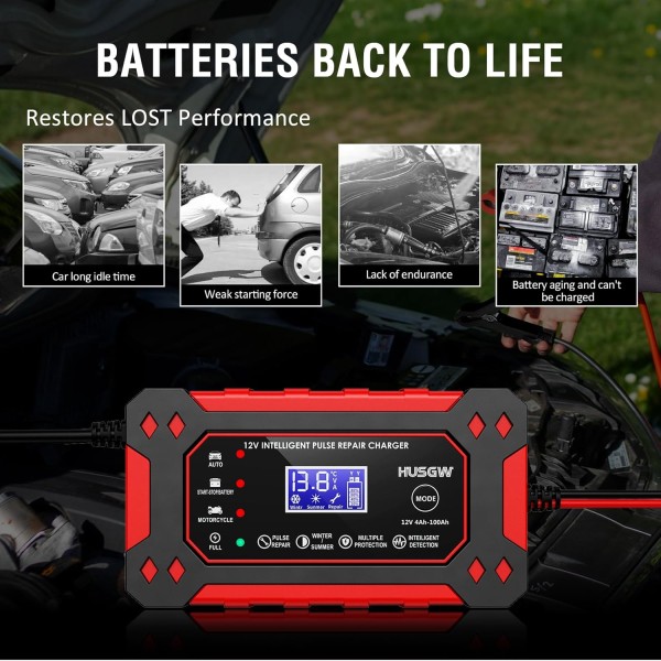 Redresor inteligent Incarcator Baterii Auto Moto Barci ATV-URI 12v 150ah cu functii de vara iarna intretinere baterii Moto
