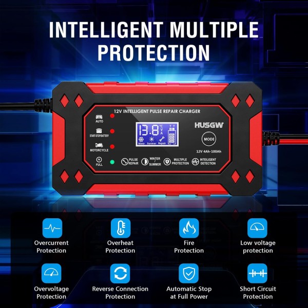 Redresor inteligent Incarcator Baterii Auto Moto Barci ATV-URI 12v 150ah cu functii de vara iarna intretinere baterii Moto
