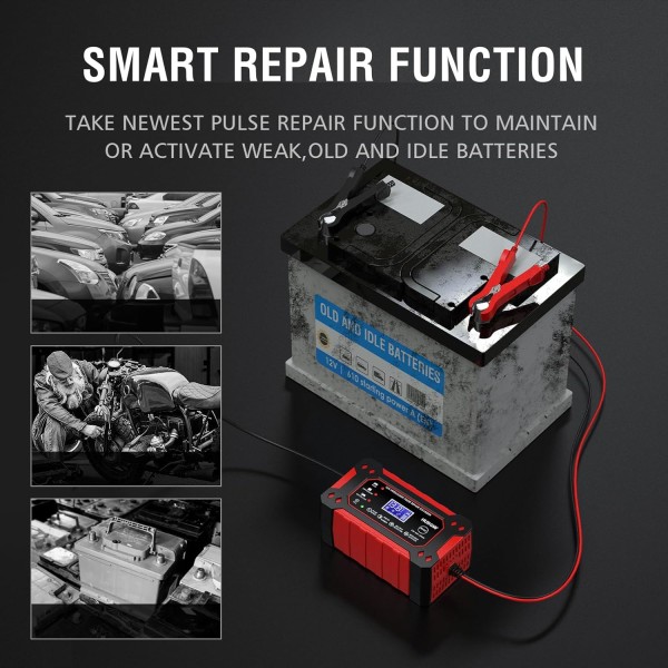Redresor inteligent Incarcator Baterii Auto Moto Barci ATV-URI 12v 150ah cu functii de vara iarna intretinere baterii Moto