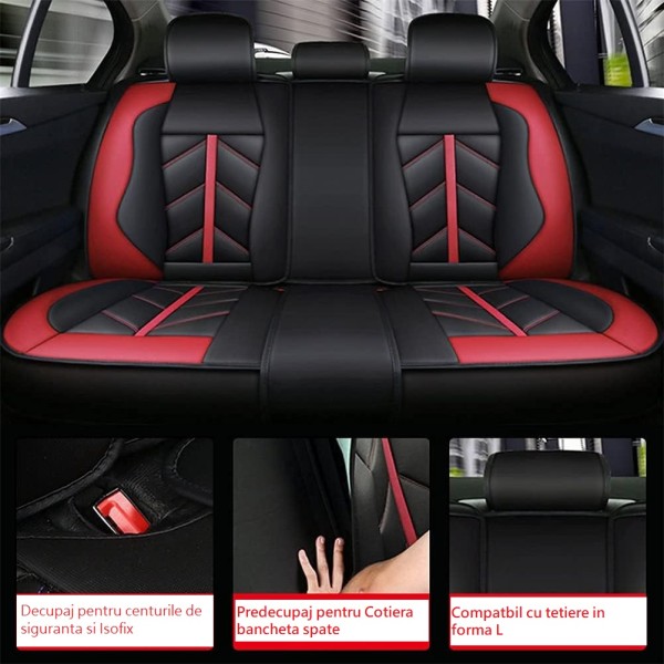 Huse Scaune Piele culoare Rosu/Negru Lux Toyota Proace II 2016-2024