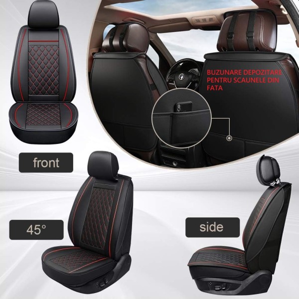 Huse Scaune Piele Romb Rosu Negru Volkswagen Beetle 2011-2019