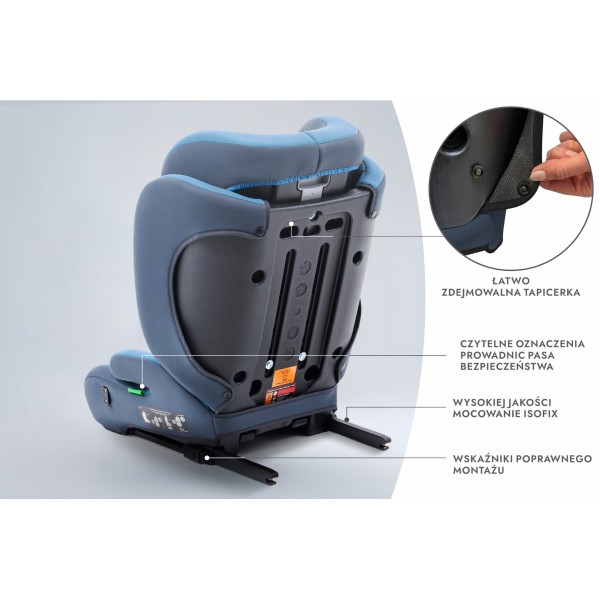 Scaun Auto Copii 2in1 Culoare Albastru  Certificare i-Size R129 ISOFIX 100–150 cm – Reglabil, Înălțător Auto Suport Sticle