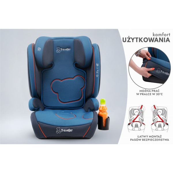 Scaun Auto Copii 2in1 Culoare Albastru  Certificare i-Size R129 ISOFIX 100–150 cm – Reglabil, Înălțător Auto Suport Sticle