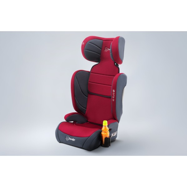 Scaun Auto Copii Rosu Inchis100–150 cm Certificare R129 i-Size, 3,5–12 ani, Înălțător Auto, Tetieră Reglabilă, Montare cu Centură, Bordo-Grafit + Organizator