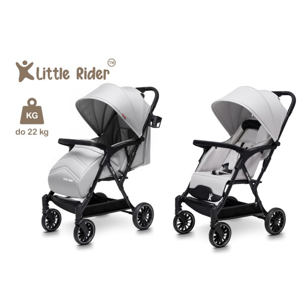 Carucior copii Little Rider Siena Culoare Gri, pliabil, compact, transport ușor Certificat de siguranta