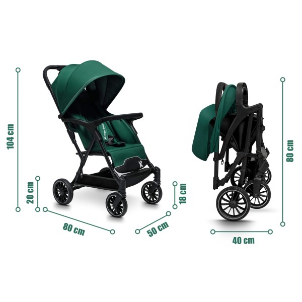 Carucior copii Little Rider Siena Culoare Verde, pliabil, ușor, compact Certificare Siguranta