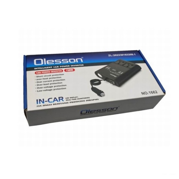 Invertor Auto 12V/24V la 220V 150W cu 4 USB și 2 Type-C – Convertor Tensiune cu 2 prize