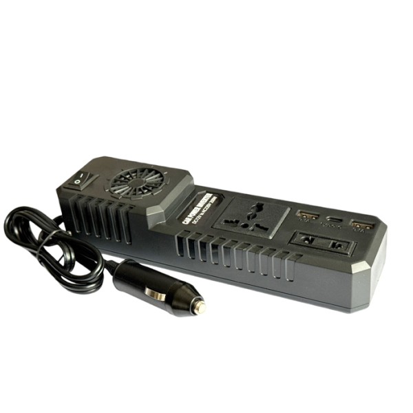 Invertor Auto 200W 12V la 220V – 2 Prize + USB + USB-C, Protecții Complete