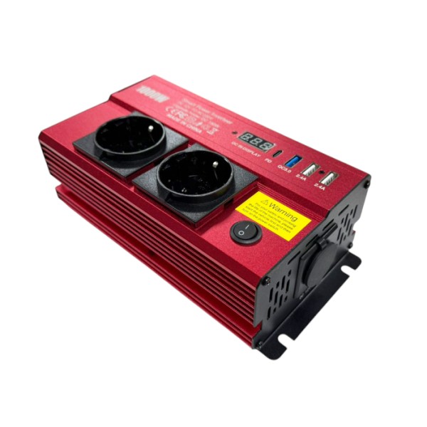 Invertor Auto 1000W 12V la 220V – Puternic, Protecții Complete, Camping & Urgențe