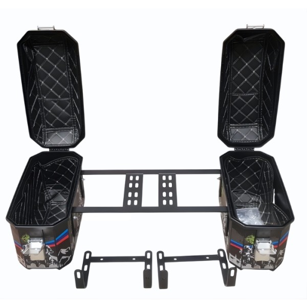 Set Cutii Laterale BENELLI TRK 702  Moto 45L cu Suport Metalic 49x21x30 cm – Side Case Motocicletă, Cutii Bagaj Waterproof, PP Rezistent