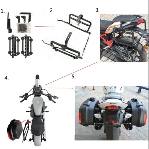 Top Case Cutii laterale CFMOTO 700MT   V35 20L set 2 buc ABS impermeabile negre cu CADRU DE PRINDERE