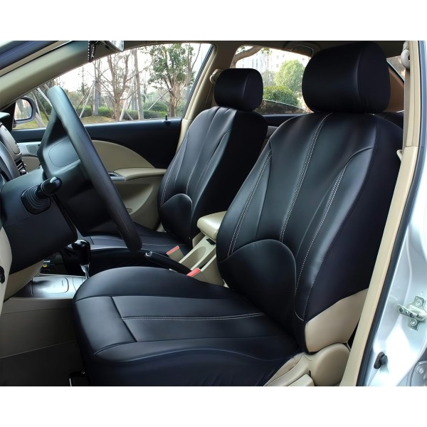 Huse Scaune din piele neagra cu cusatura alba eco VOLKSWAGEN GOLF VII 2012-2020  cu bancheta fractionata spate