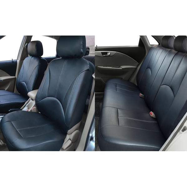 Huse Scaune din piele neagra cu cusatura alba eco VOLKSWAGEN GOLF VII 2012-2020  cu bancheta fractionata spate