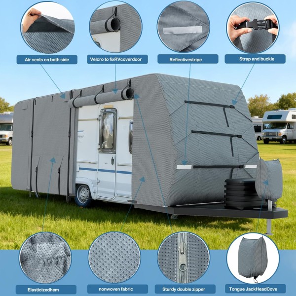 Prelata Husa exterioara Rulota Camper BUCCANEER COMMODORE  Impermeabilă  7 Straturi Anti-UV  Premium cu Protecție Totală pentru Exterior  630(L)x245(l)x222(h)cm