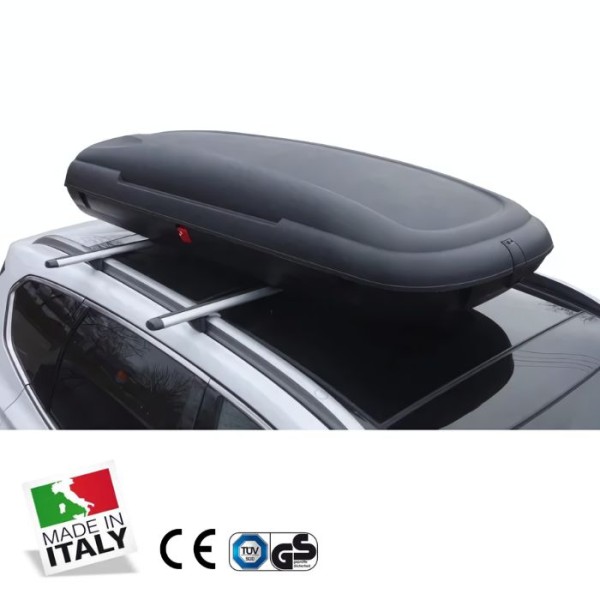 Cutie portbagaj auto plafon Art Plast  Duo Carbon (400 litri) deschidere pe ambele parti