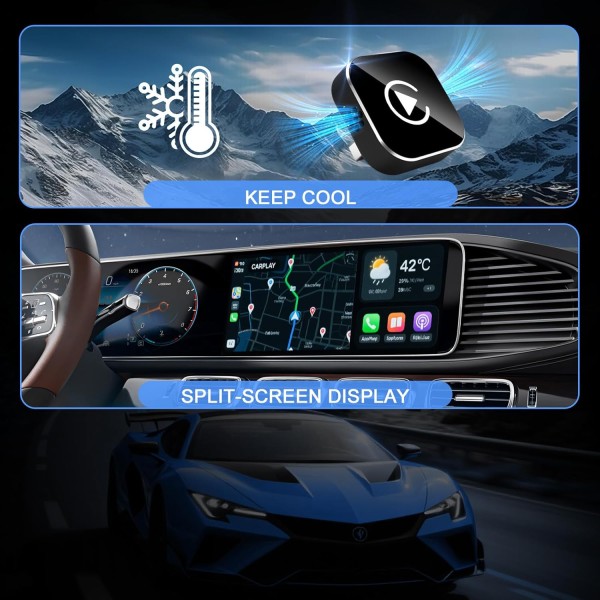 Adaptor Wireless Apple CarPlay și Android Auto  Compatibil Audi a4 b8 2008-2011 Conectare Fără Fir Plug & Play