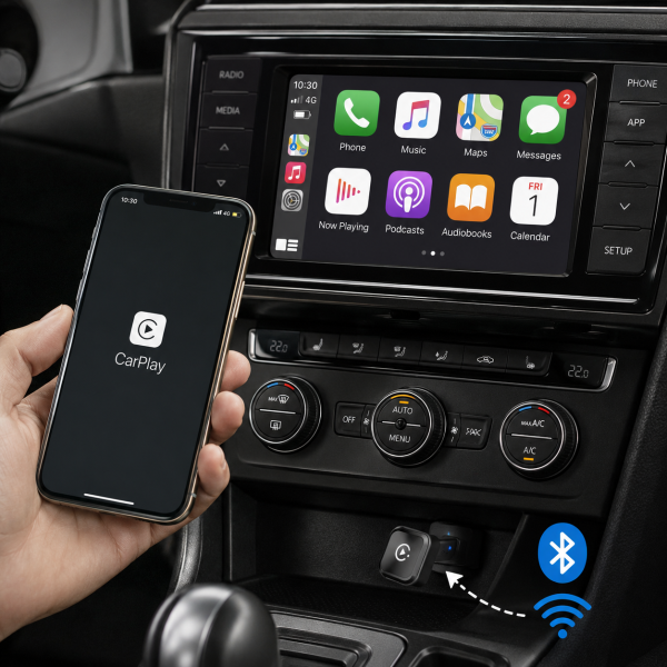 Adaptor Wireless Apple CarPlay și Android Auto  Compatibil Audi a4 b8 2008-2011 Conectare Fără Fir Plug & Play