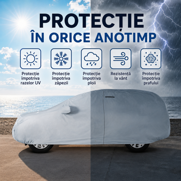 Husa Prelata Protectie Exterioara foarte groasa pentru ORA 07 LIGHTNING CAT  cu bumbac pe interior  4 anotimpuri  cu functia deschidere usa sofer