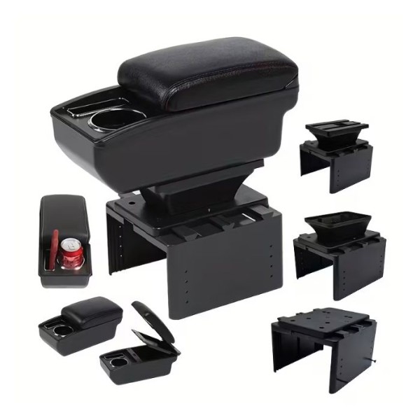 Cotiera auto Dacia Logan 2011-2019 realizată din eco piele, cu suport pentru pahar și compartiment de depozitare. Montaj ușor