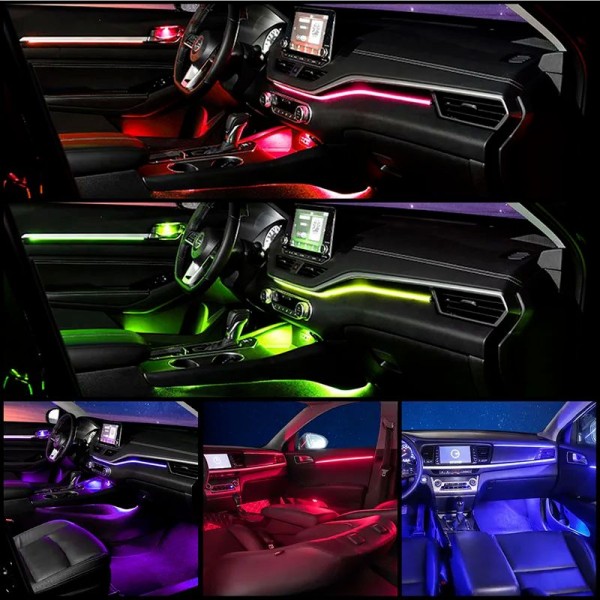 Kit Lumini Ambientale Auto RGB LED 7 Culori, Control Telefon Android/iOS, Sincronizare Muzică 18-1