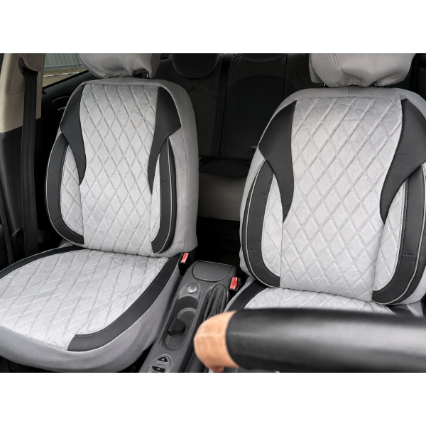 Huse Scaune Negru Gri BMW SERIA 5 F11 2010-2013 din Textil Romb cu inserie de piele si bancheta fractioanta cu Airbag si SRS compatibil cu scaune incalzite si ventilate
